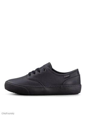 Slip-Resistant Leather Work Sneakers for Women Lace-Up Comfort